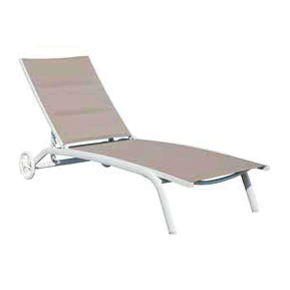 Lettino alluminio bianco con ruote da spiaggia Mama Garden CLAT 51T