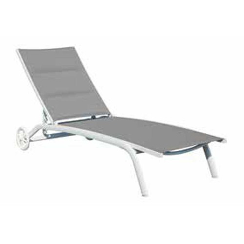 Lettino da spiaggia alluminio bianco con ruote Mama Garden CLAT 51G