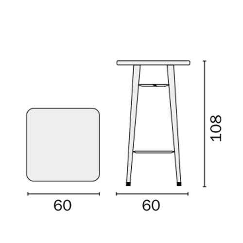 Tavolo bar 60×60 in lamiera galvanizzata color argento Mama Garden BT 12G