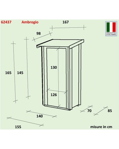 Casetta da Giardino Ambrogio 155x85cm - Design Tradizionale, Robusta e Funzionale - Garanzia 2 Anni