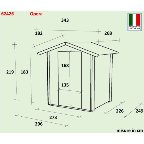Casetta in legno Opera 300x250 cm, 25 mm - Alce 62426