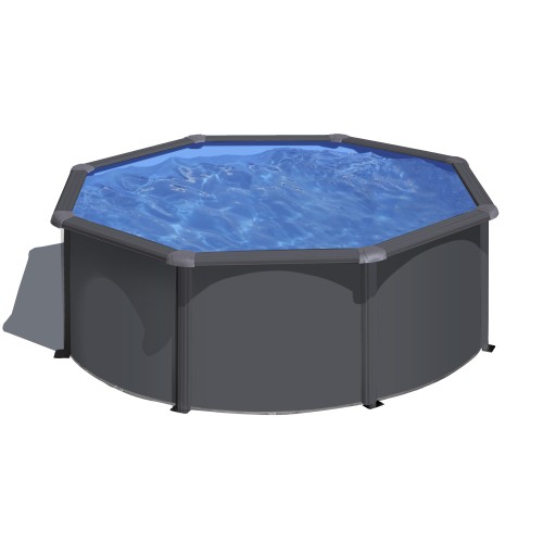 Piscina Tonda Ø300 h120 in Acciaio Antracite con Filtro a Sabbia 4 m³/h