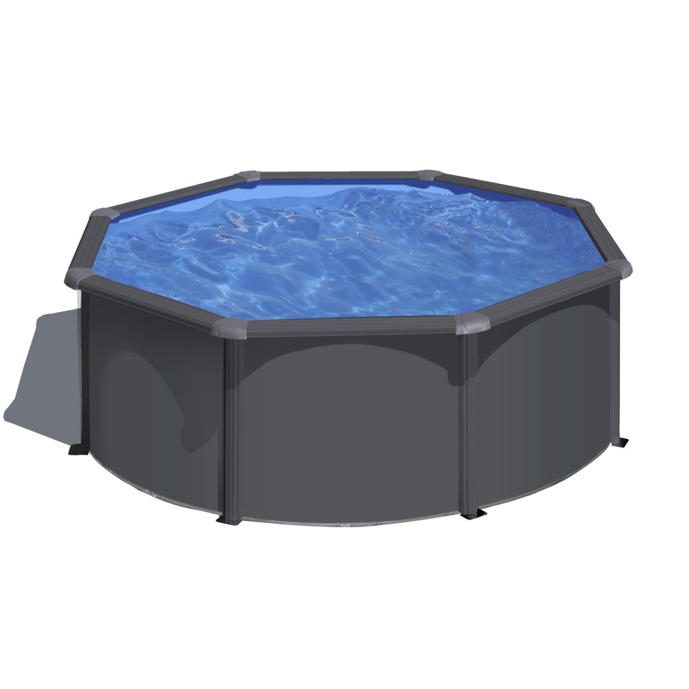 Piscina Tonda Ø300 h120 in Acciaio Antracite con Filtro a Sabbia 4 m³/h