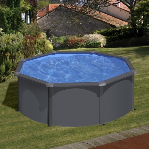 Piscina Tonda Ø300 h120 in Acciaio Antracite con Filtro a Sabbia 4 m³/h