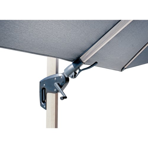 Ombrellone Quadrato 3x3 con Palo Laterale Wooden Look, Ruotabile e Inclinabile