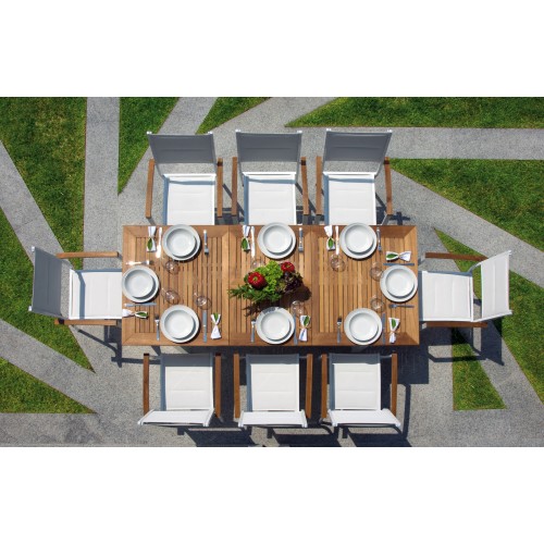 Tavolo Allungabile Fuerteventura 150/210x90 cm – Alluminio Bianco e Teak FSC