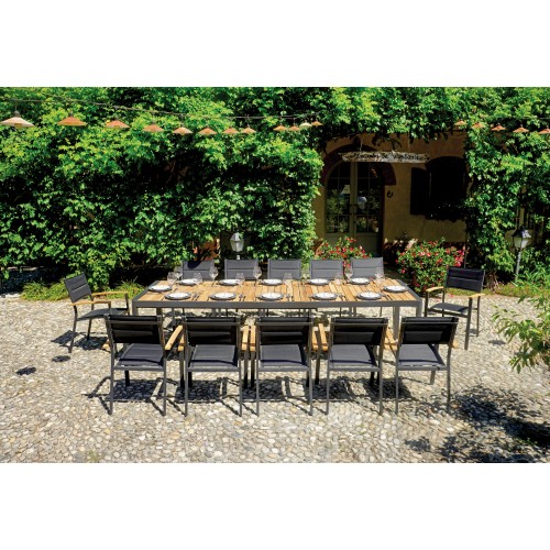 Tavolo Allungabile Lanzarote 200/300x100 cm – Alluminio Antracite e Teak FSC