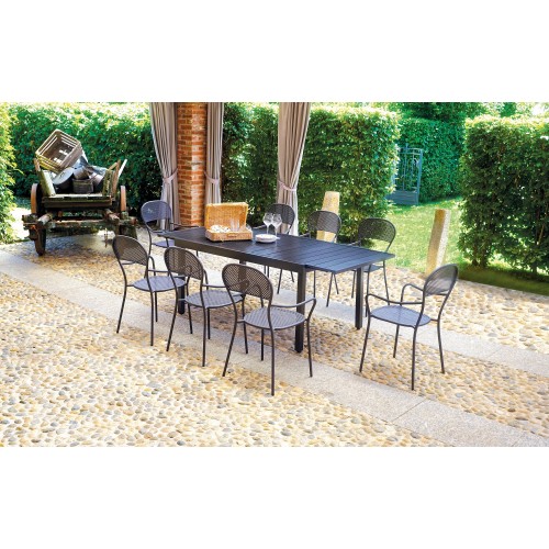 Tavolo Allungabile Pella 156/213x95 cm – Ferro Antiruggine Grigio Antracite