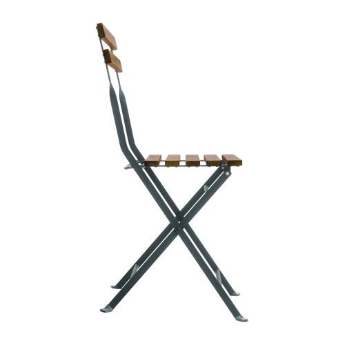 Set Bistrò Deluxe in Ferro Nero e Legno – Tavolo 55x55 cm e 2 Sedie Pieghevoli