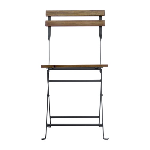 Set Bistrò Deluxe in Ferro Nero e Legno – Tavolo 55x55 cm e 2 Sedie Pieghevoli