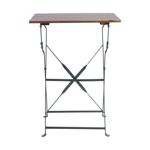 Set Bistrò Deluxe in Ferro Nero e Legno – Tavolo 55x55 cm e 2 Sedie Pieghevoli