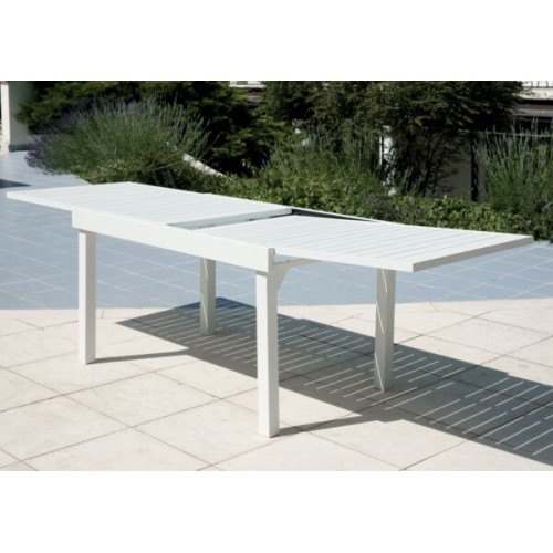 Tavolo Montecatini Allungabile 135/270x90 cm – Alluminio Bianco, Piano a Doghe