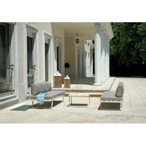 Set Angolare Tunisi Bianco – Divani 3 Posti Trasformabili in Lettini con Tavolino