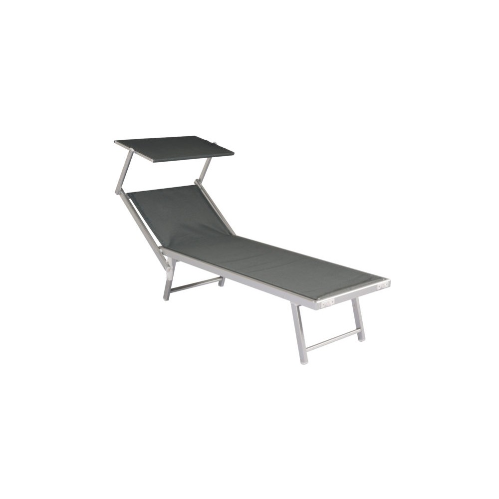 Lettino Mare Pieghevole con Tettuccio – Grigio, Resistente e Comodo
