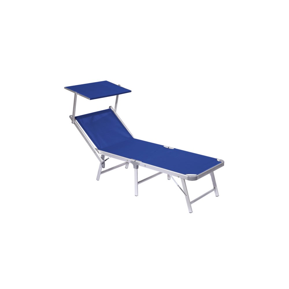 Lettino Mare Pieghevole con Tettuccio – Blu, Resistente e Comodo