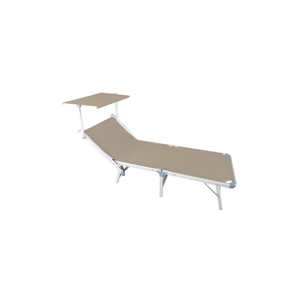 Lettino Mare Pieghevole con Tettuccio – Tortora, Resistente e Comodo