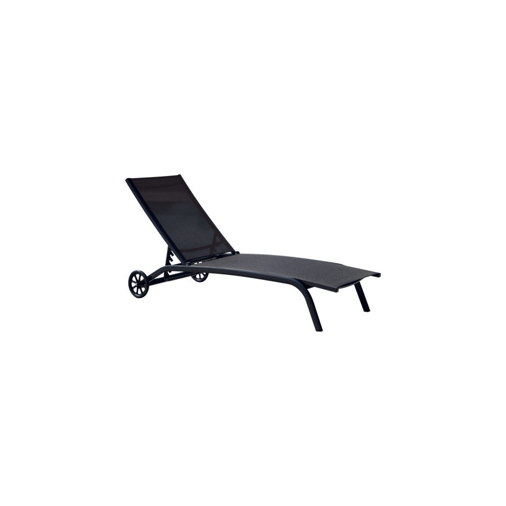 Lettino 5 Posizioni con Ruote – Alluminio Antracite e Textilene Nero
