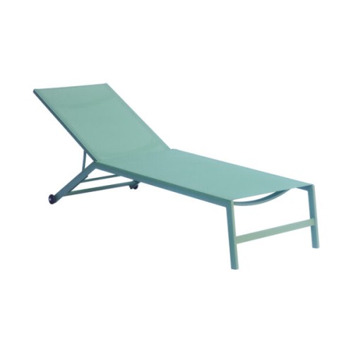 Lettino con Ruote Verde – Alluminio e Textilene 600 gr, Impilabile