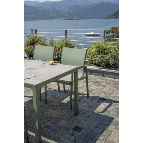 Set Pranzo da Giardino Tarquinia in Ferro Verde con 4 Sedie e Tavolo 150x90 cm