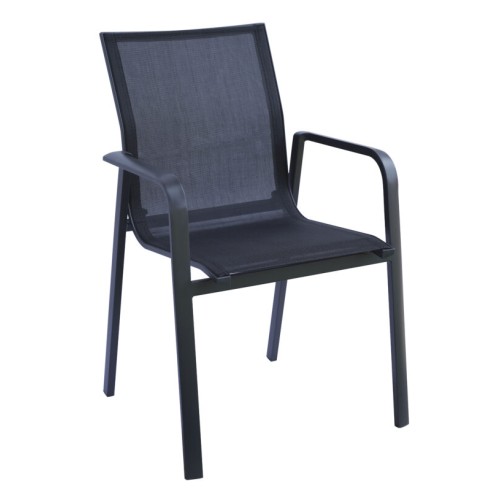 Sedia Samo in Alluminio Antracite – Design Moderno con Seduta in Textilene Nero