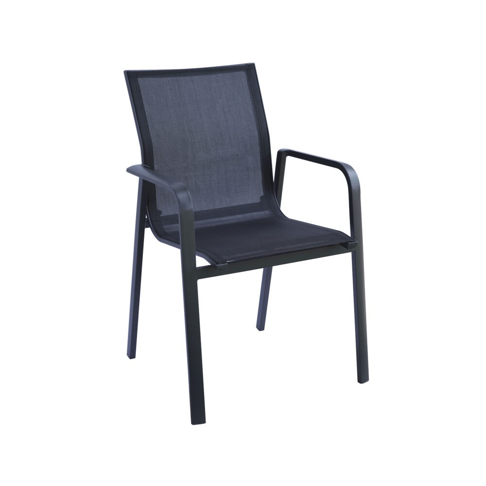 Sedia Samo in Alluminio Antracite – Design Moderno con Seduta in Textilene Nero