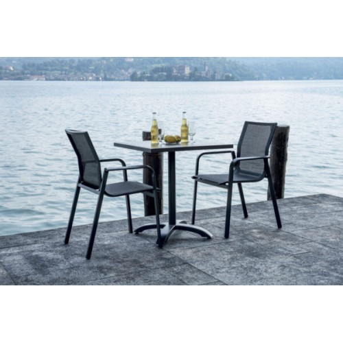 Sedia Samo in Alluminio Antracite – Design Moderno con Seduta in Textilene Nero