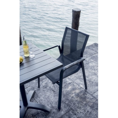 Sedia Samo in Alluminio Antracite – Design Moderno con Seduta in Textilene Nero