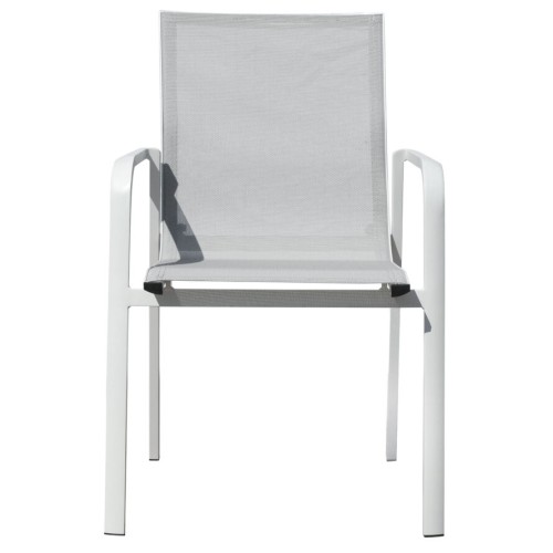 Sedia da Giardino Samo in Alluminio Bianco – Textilene Grigio Chiaro Impilabile
