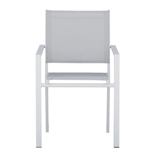 Sedia da Giardino Zara in Alluminio Bianco – Textilene Grigio Chiaro Impilabile