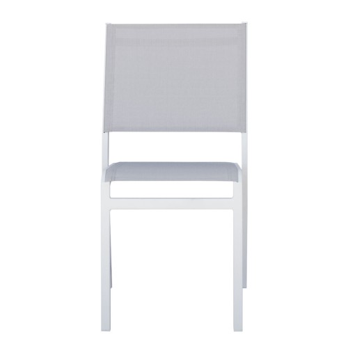Sedia Pola in Alluminio Bianco – Textilene Grigio Chiaro Impilabile da Esterno