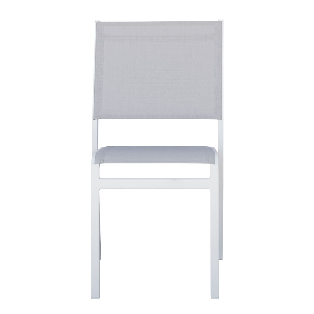 Sedia Pola in Alluminio Bianco – Textilene Grigio Chiaro Impilabile da Esterno