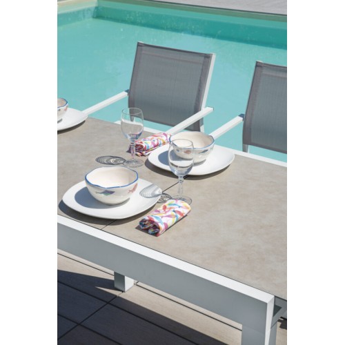 Tavolo Spalato Allungabile 104/208x75 cm in Alluminio Bianco – Piano Ceramic Glass