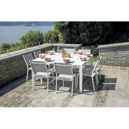 Tavolo Giacinto Allungabile 100/150x150 cm in Alluminio Bianco – Gambe Scorrevoli