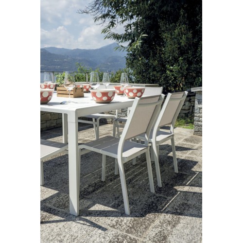 Tavolo Giacinto Allungabile 100/150x150 cm in Alluminio Bianco – Gambe Scorrevoli