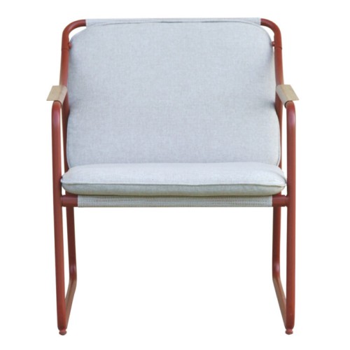 Salotto da Giardino Tinos in Ferro Rosso – 2 Poltrone, Divano e Tavolino