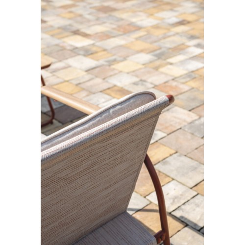 Salotto da Giardino Tinos in Ferro Rosso – 2 Poltrone, Divano e Tavolino