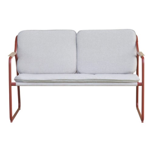 Salotto da Giardino Tinos in Ferro Rosso – 2 Poltrone, Divano e Tavolino