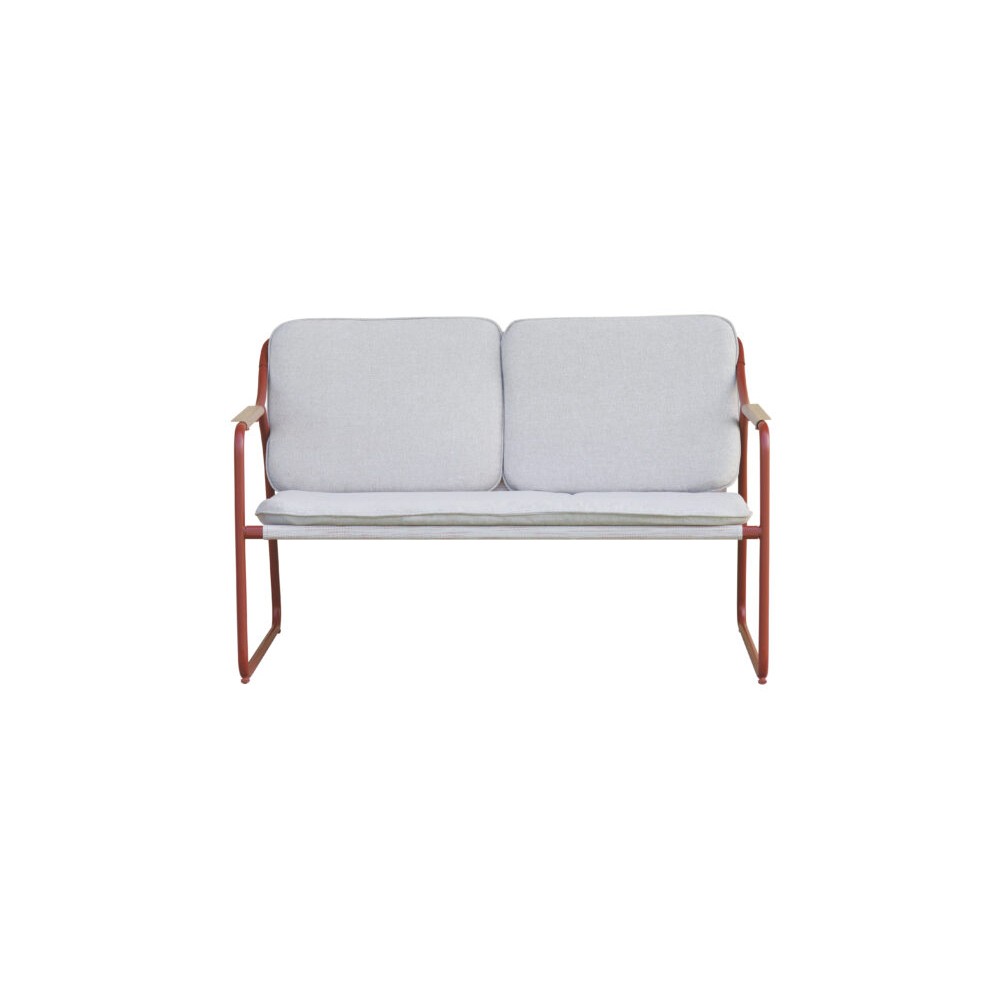 Salotto da Giardino Tinos in Ferro Rosso – 2 Poltrone, Divano e Tavolino