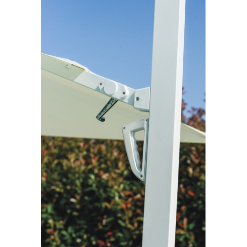 Ombrellone 3x3 m con Palo Laterale Bianco – Copertura Poliestere Bianco con Maniglione