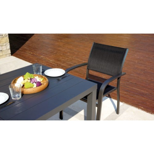 Tavolo San Vincenzo 80×80 cm – Alluminio Antracite con Piano a Doghe