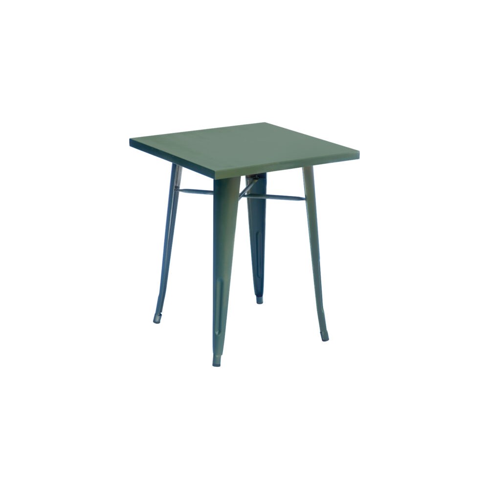 Tavolo da esterno 60×60 in lamiera galvanizzata color avorio Mama Garden TC 41A