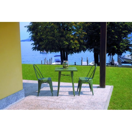 Tavolo da esterno 60×60 in lamiera galvanizzata color avorio Mama Garden TC 41A