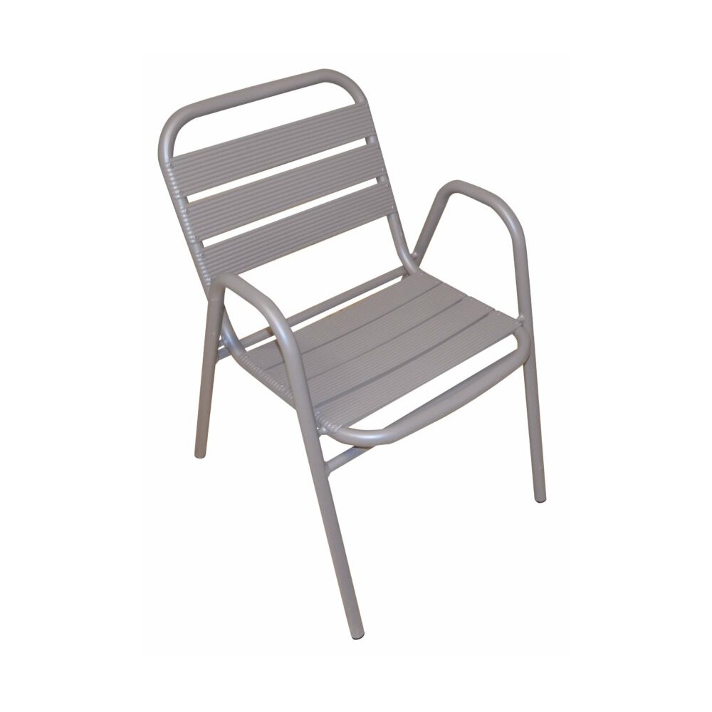 Sedia Contract Calipso – Alluminio Tortora con Braccioli, Impilabile