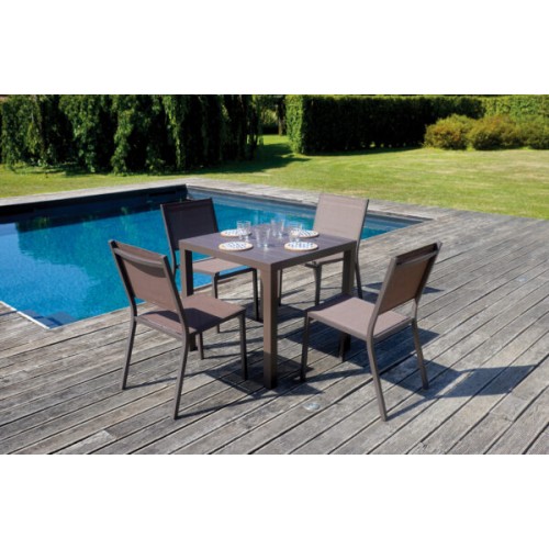 Tavolo San Vincenzo 80x80 cm - Design Moderno in Alluminio Cioccolato