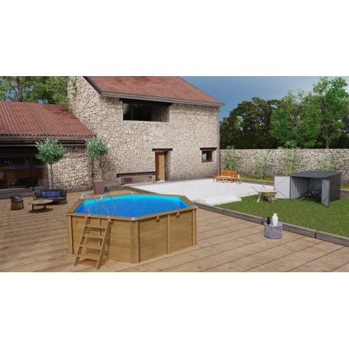 Piscina in legno VASTO Ø428 x 136 cm Gre