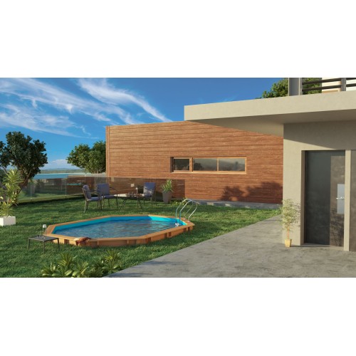 Piscina ovale in legno BAMBÚ 535x335x130 cm Gre