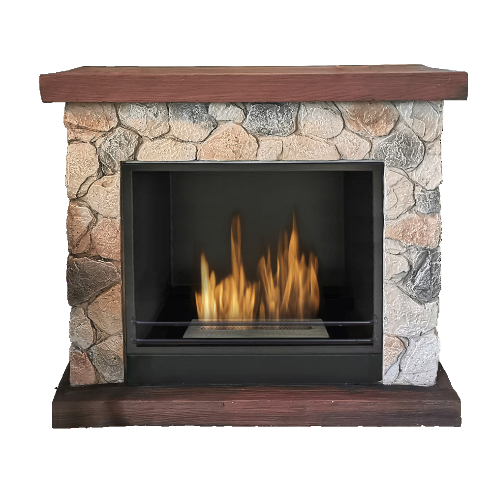 Camino a bioetanolo effetto pietra e legno – 2,5 kW/h