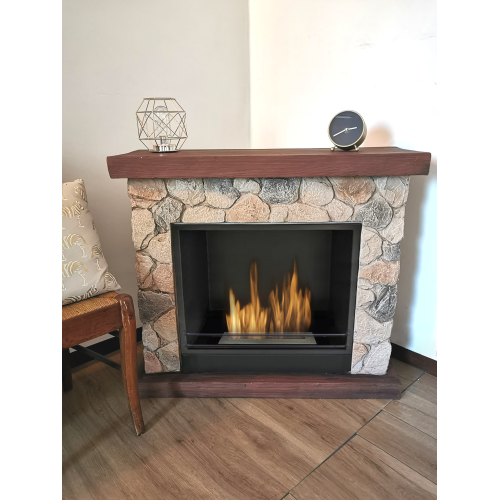 Camino a bioetanolo effetto pietra e legno – 2,5 kW/h