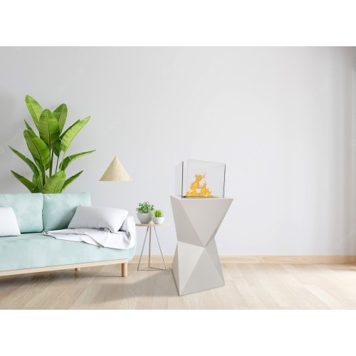 Camino a bioetanolo Diamond – Design bianco da interno/esterno