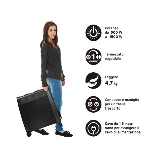 ROMEO RADIATORE ELETTRICO CON PANNELLO IN MICA 2000 W